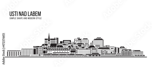 Cityscape Building Abstract Simple shape and modern style art Vector design - Usti Nad Labem city