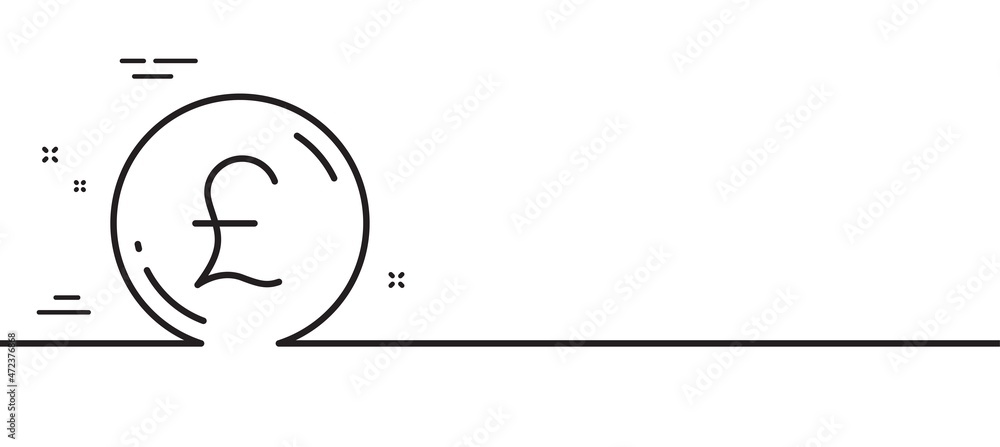 Pound money line icon. Gbp currency sign. Cash coin symbol. Minimal line illustration background. Pound money line icon pattern banner. White web template concept. Vector Pound money line icon. Gbp currency sign. Cash coin symbol. Minimal line illustration background. Pound money line icon pattern banner. White web template concept. Vector