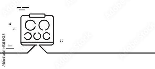Vision board line icon. Oculist eye clinic sign. Optometry symbol. Minimal line illustration background. Vision board line icon pattern banner. White web template concept. Vector