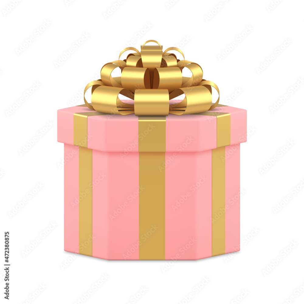 Cute festive glossy pink cardboard for packing present carrying storage realistic 3d blank vector Cute festive glossy pink cardboard for packing present carrying storage realistic 3d blank vector