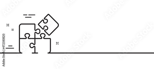 Puzzle line icon. Engineering strategy sign. Minimal line illustration background. Puzzle line icon pattern banner. White web template concept. Vector