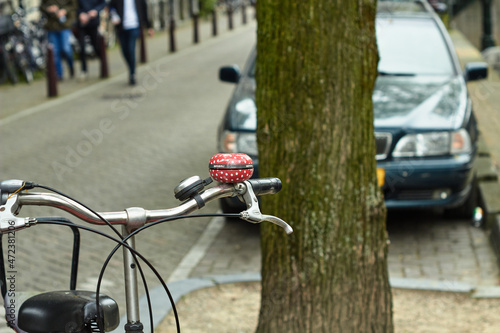 Random bikes in Amsterdam city, Netherlands.