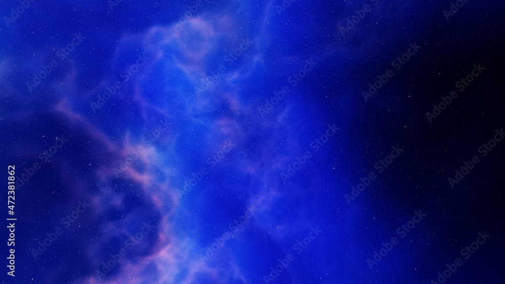 Fototapeta premium colorful space background with stars, nebula gas cloud in deep outer space, science fiction illustrarion 3d render