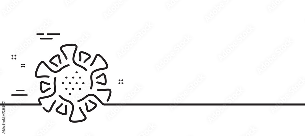 Coronavirus line icon. Covid virus sign. Danger infection symbol. Minimal line illustration background. Coronavirus line icon pattern banner. White web template concept. Vector