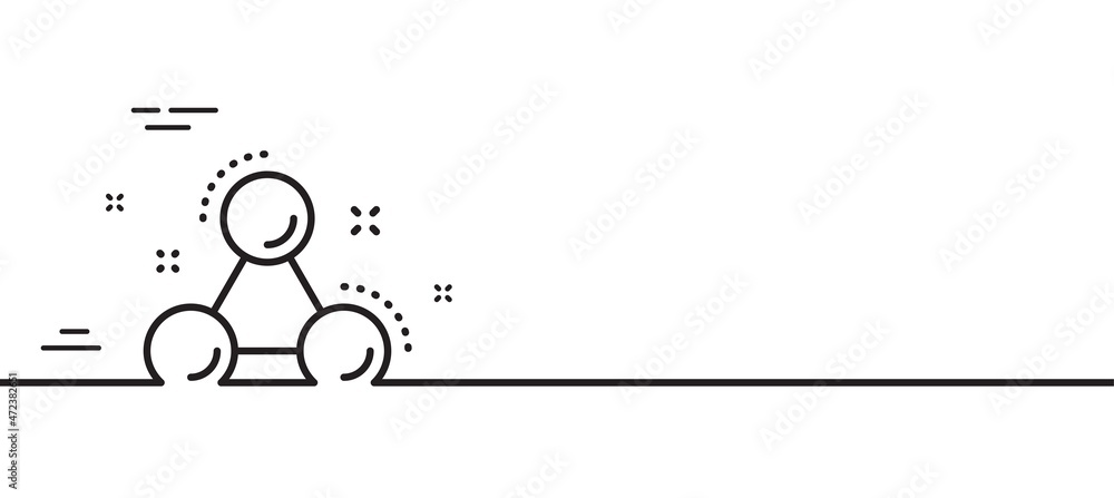 Obraz premium Chemistry molecule line icon. Laboratory atom sign. Analysis symbol. Minimal line illustration background. Chemistry molecule line icon pattern banner. White web template concept. Vector