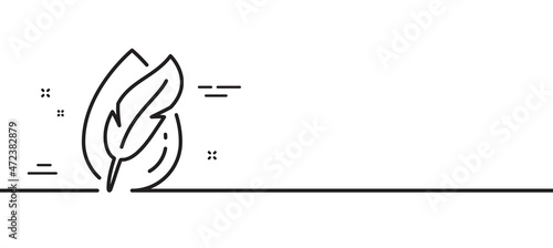 Hypoallergenic tested line icon. Feather sign. No synthetic symbol. Minimal line illustration background. Hypoallergenic tested line icon pattern banner. White web template concept. Vector