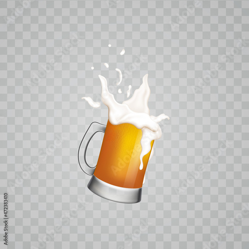Glass mugs beer.Cold drink with white foam on a checkered background.