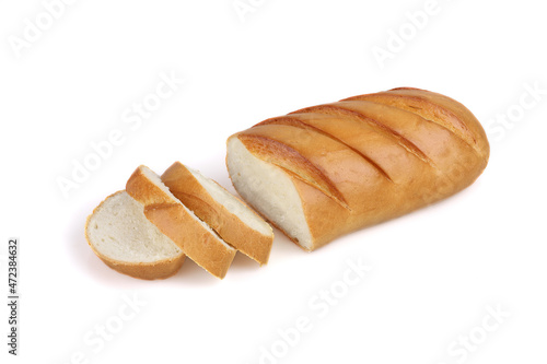 Sliced loaf isolated on white background.
