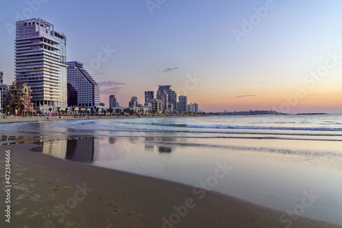 Sunset view of the coastline of Tel-Aviv and old Jaffa © RnDmS