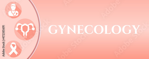 Gynecology Peach Color Illustration Background with Medical Icons