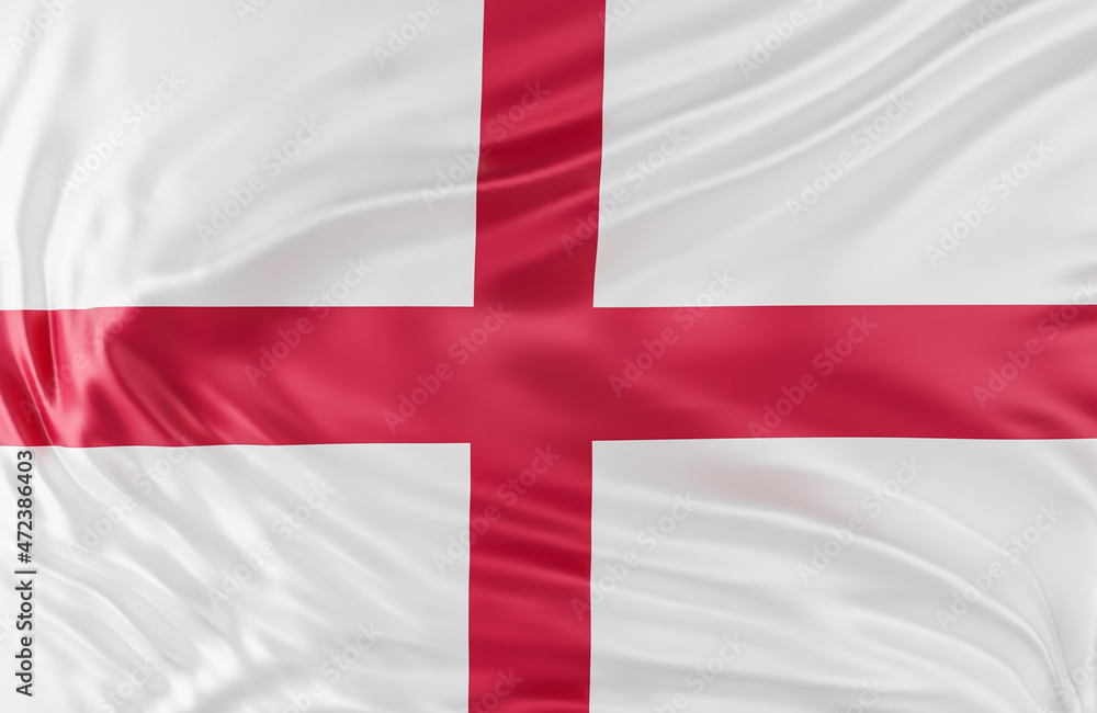 Beautiful England Flag Wave Close Up on banner background with copy space.,3d model and illustration. Beautiful England Flag Wave Close Up on banner background with copy space.,3d model and illustration.