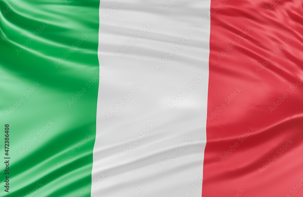 Beautiful Italy Flag Wave Close Up on banner background with copy space.,3d model and illustration.