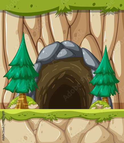 Cuadro en lienzo Stone cave in cartoon style