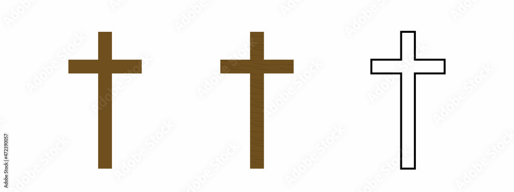 Cross symbol. Christian cross icon set. Vector illustration.