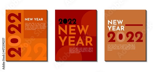 Collection of creative concepts 2022 happy new year background design templates. Perfect for poster, banner, cover, greeting card, flyer, social media post, etc.