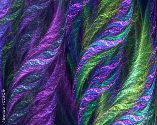 Foto Abstract fractal art background in shimmering purple, green, blue and turquoise, perhaps suggestive of iridescent silk taffeta fabric