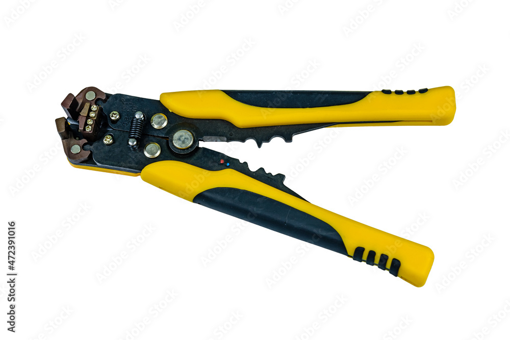Yellow wire stripper isolated on a white background Yellow wire stripper isolated on a white background