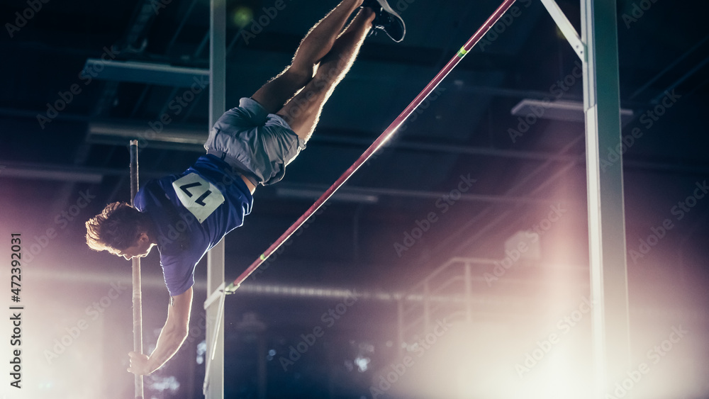 Pole Vault Jumping: Professional Male Athlete on World Championship ...