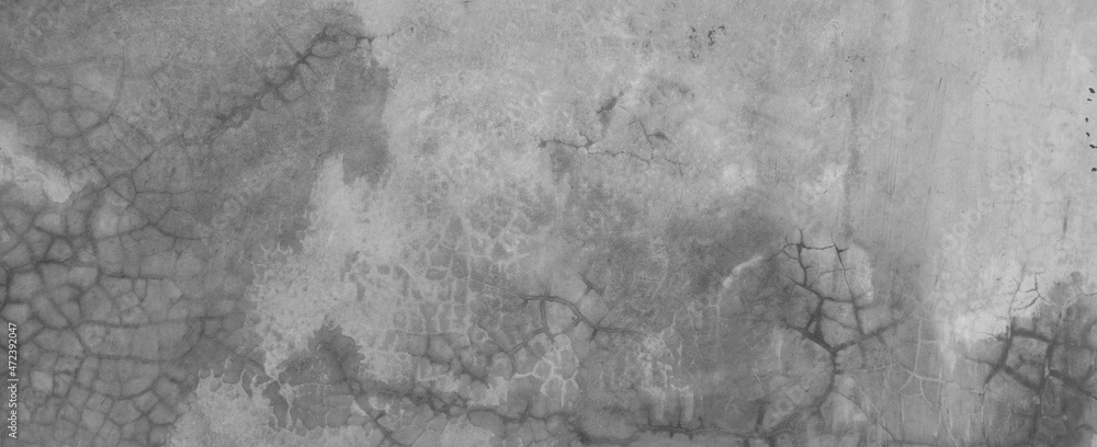 Obraz premium Panorama horizontal dark old cement wall for the background, Texture of a grungy black concrete wall as background.