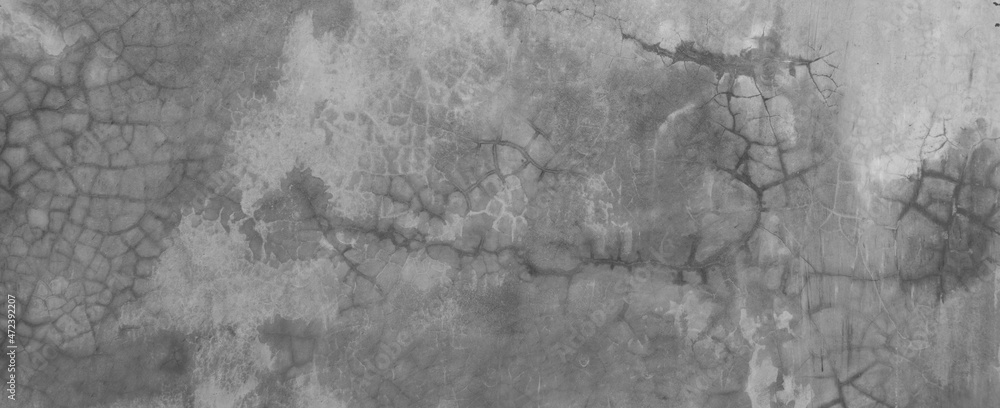 Obraz premium Horizontal dark old cement wall for the background, Texture of a grungy black concrete wall as background.