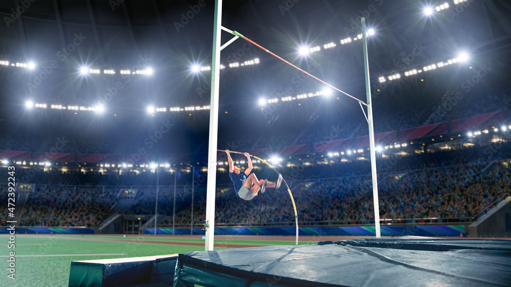 Pole Vault Jumping: Professional Male Athlete on World Championship ...