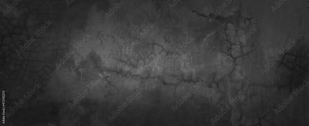 Texture of dark gray concrete wall, Texture of a grungy black concrete wall as background.