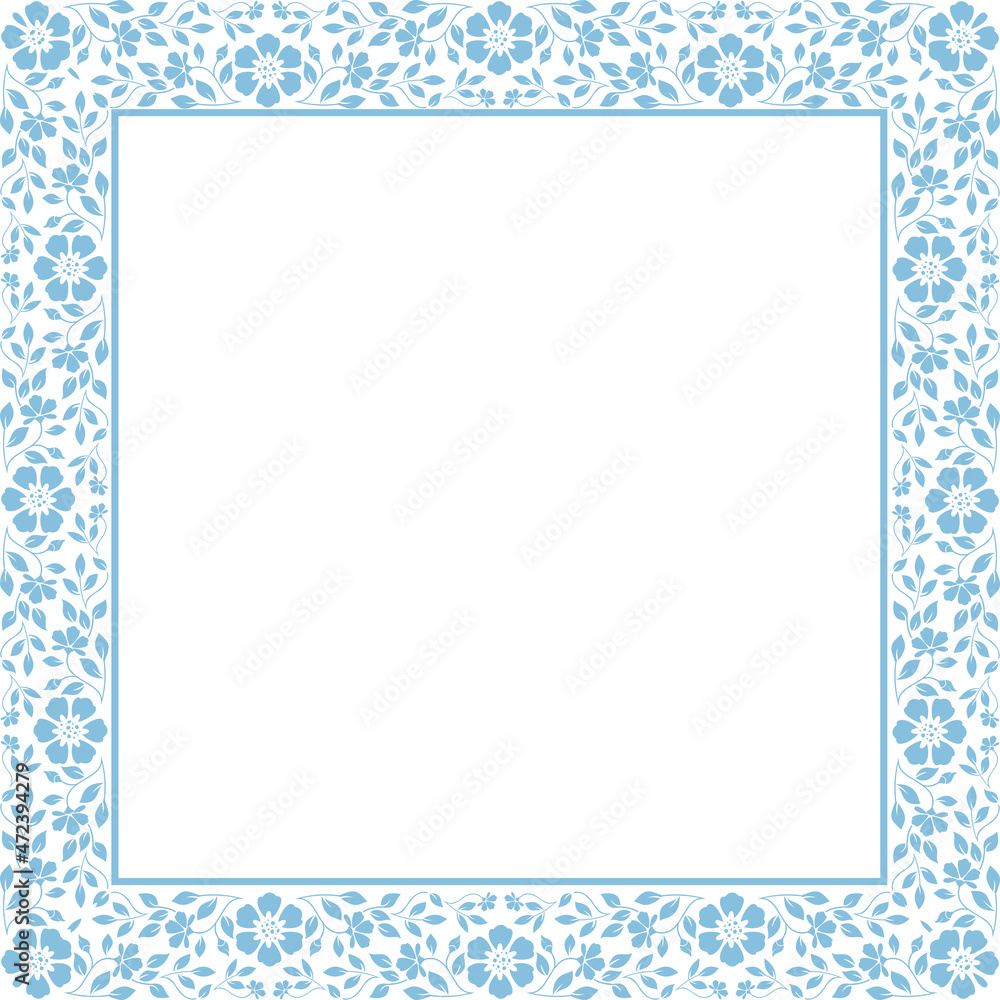 Decorative frame Elegant vector element for design in Eastern style, place for text. Floral blue and white border. Lace illustration for invitations and greeting cards Decorative frame Elegant vector element for design in Eastern style, place for text. Floral blue and white border. Lace illustration for invitations and greeting cards