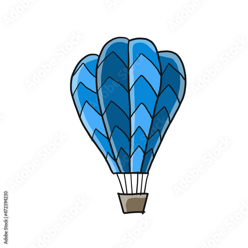 Hot Air Balloon isolated on white. Sketch for your design