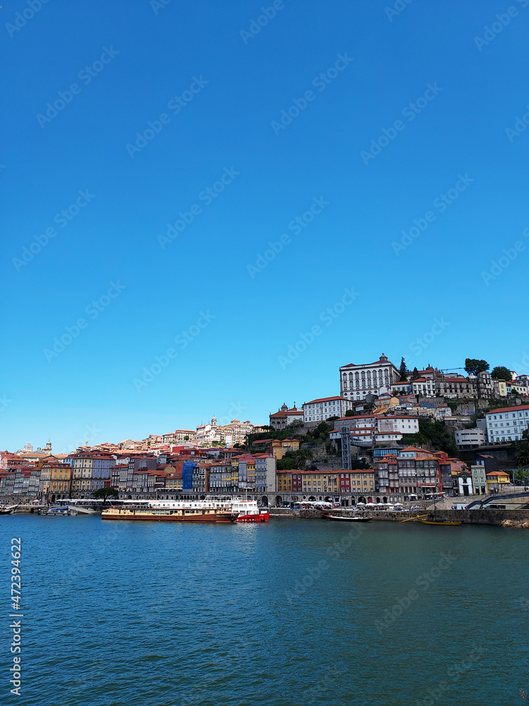 views of the river duero as it passes through the city of O porto, portugal