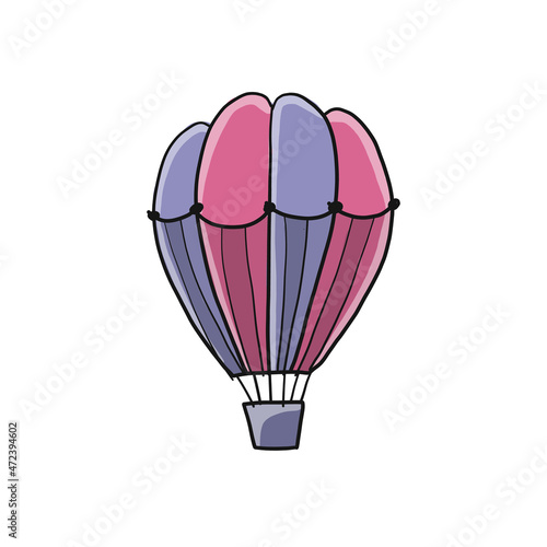 Hot Air Balloon isolated on white. Sketch for your design