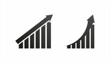 Growing graph simple icons set. The graph is growing. Vector illustration.