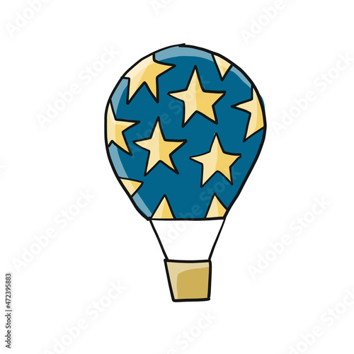 Hot Air Balloon isolated on white. Sketch for your design