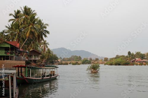 along the river mekong at khone island in laos 