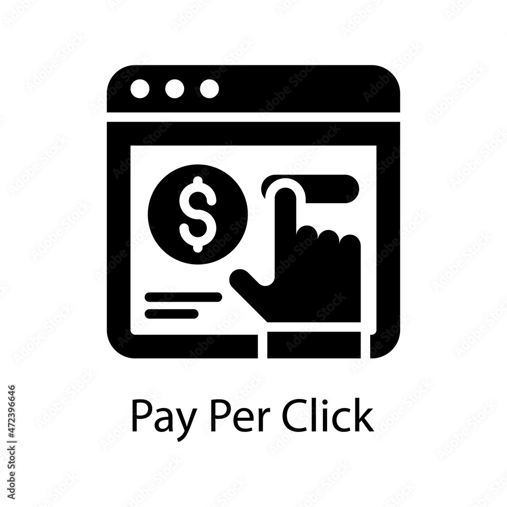 Pay Per Click vector Solid Icon Design illustration. Web And Mobile Application Symbol on White background EPS 10 File Pay Per Click vector Solid Icon Design illustration. Web And Mobile Application Symbol on White background EPS 10 File