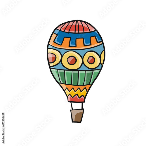 Hot Air Balloon isolated on white. Sketch for your design