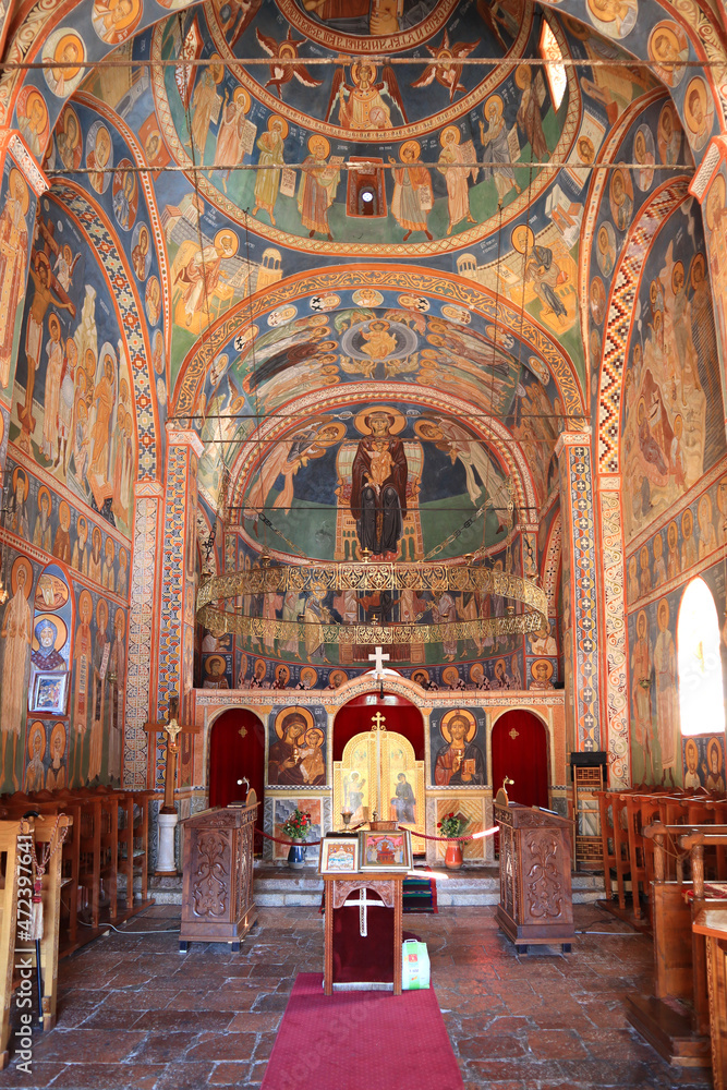 Interior of Podmaine Monastery in Budva, Montenegro 