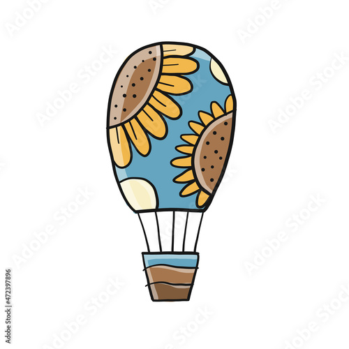 Hot Air Balloon isolated on white. Sketch for your design
