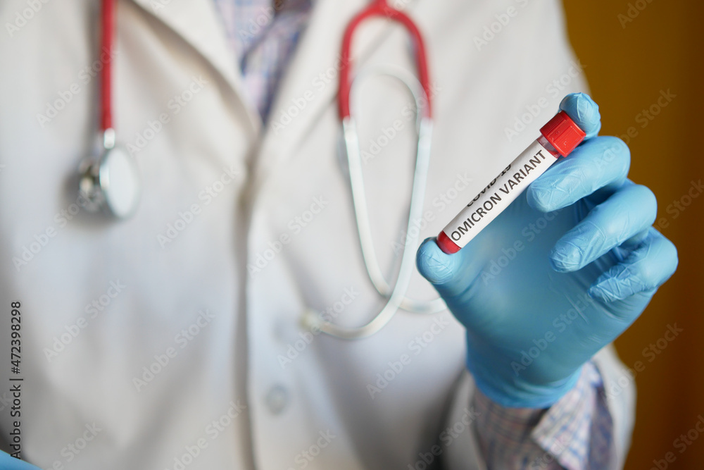 hand hold omicron variant corona virus blood test tube hand hold omicron variant corona virus blood test tube