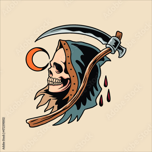 grim reaper tattoo vector design