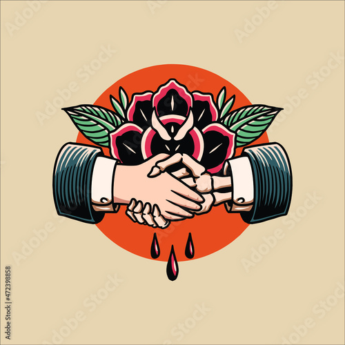 hand shake tattoo vector design