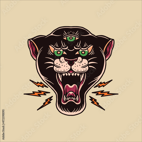 panther tattoo vector design