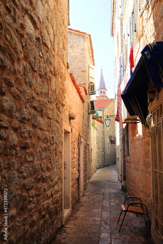 Narrow street in Old Town in Budva, Montenegro  © Lindasky76