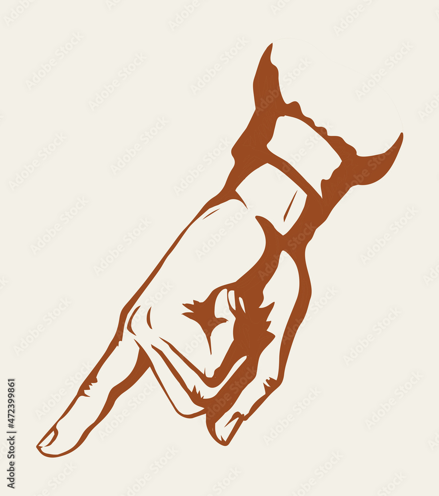 Fototapeta premium Finger pointing to an object. Vector drawing