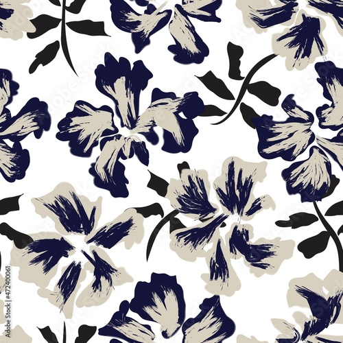 Floral Brush strokes Seamless Pattern Background