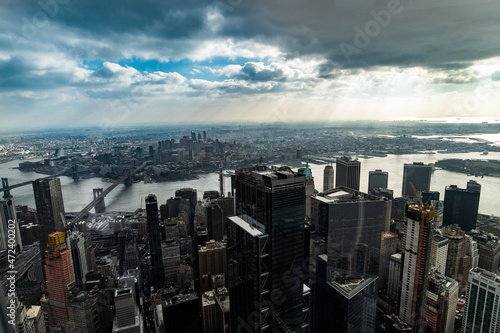 New York aerial view, skyline and skyscrapes photo