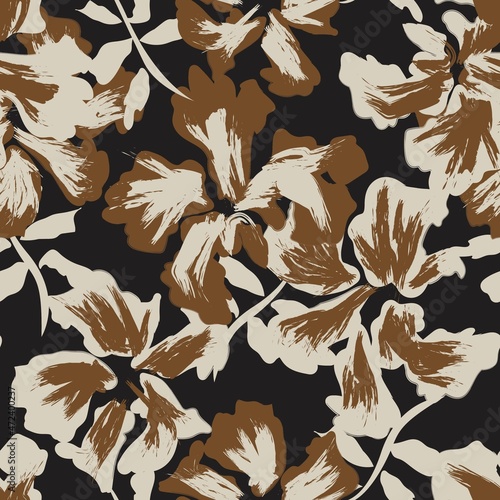 Floral Brush strokes Seamless Pattern Background