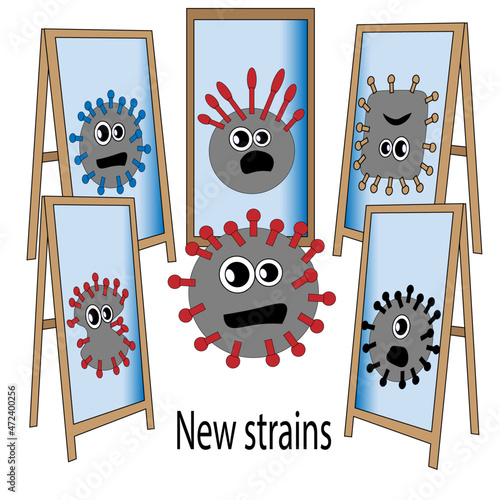 The coronavirus is reflected in mirrors. Reflections look different. New strains of coronavirus