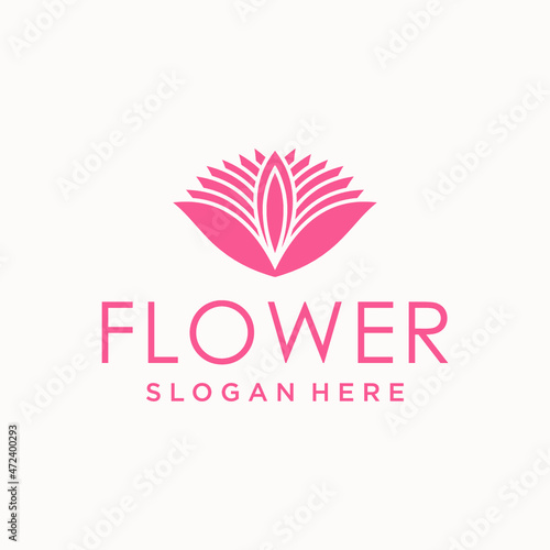 Spa business logo lotus Flower icon design Vector