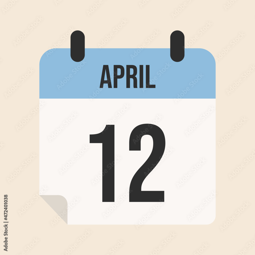 April 12th simple calendar, vector April 12th simple calendar, vector