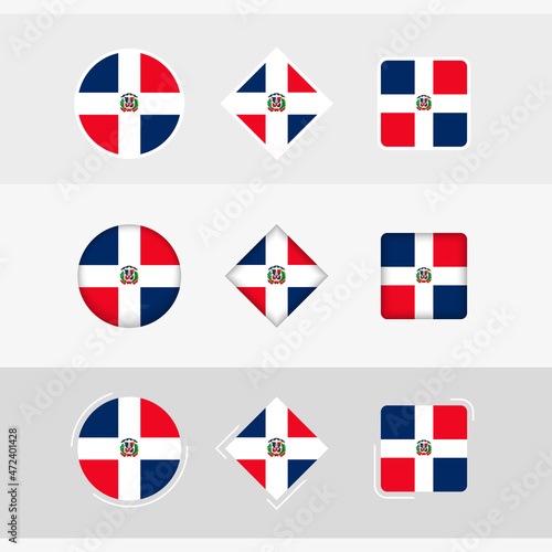 Dominican Republic flag icons set, vector flag of Dominican Republic.